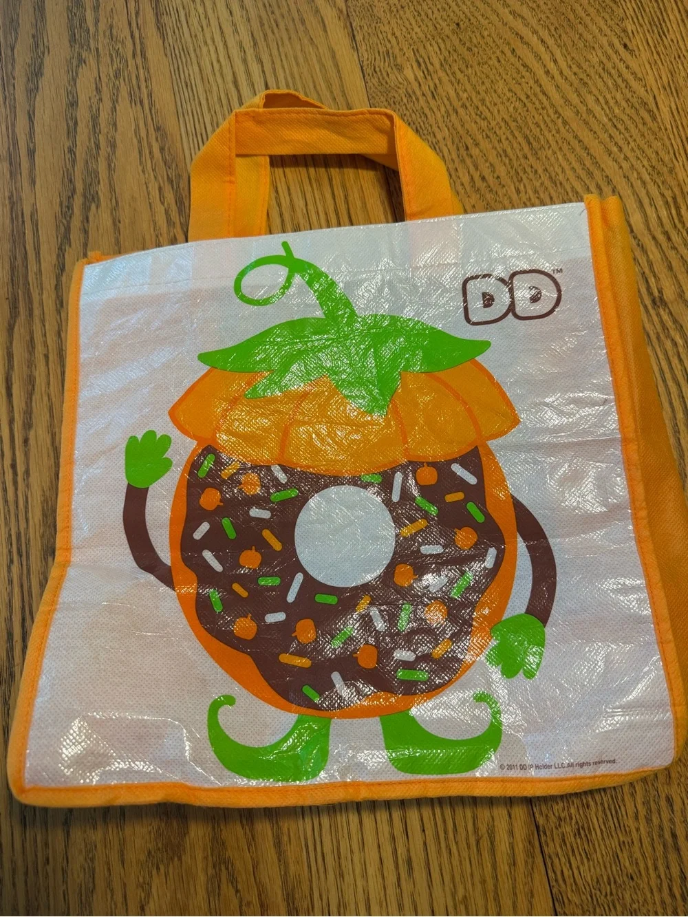 2011 Dunkin Donuts Pumpkin Kids Orange Donut Character Tote Trick or Treat Bag